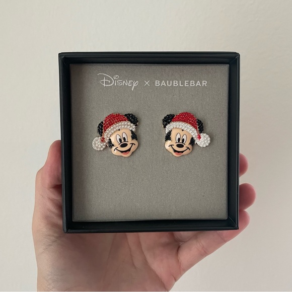 NWT Disney x BaubleBar Embellished Mickey Holiday Studs - Picture 1 of 4